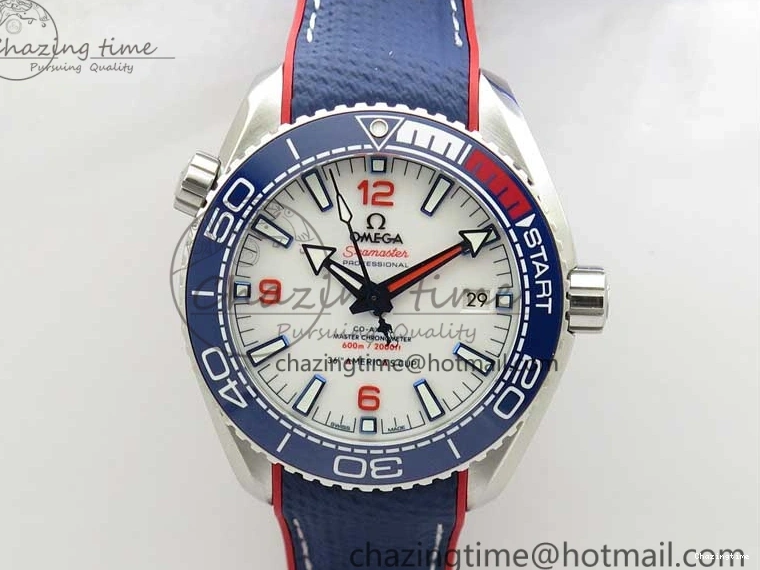 0504 Comfortable Planet Ocean 43.5mm America’s Cup VSF Best Edition White Dial On Blue Gummy Strap A 7900